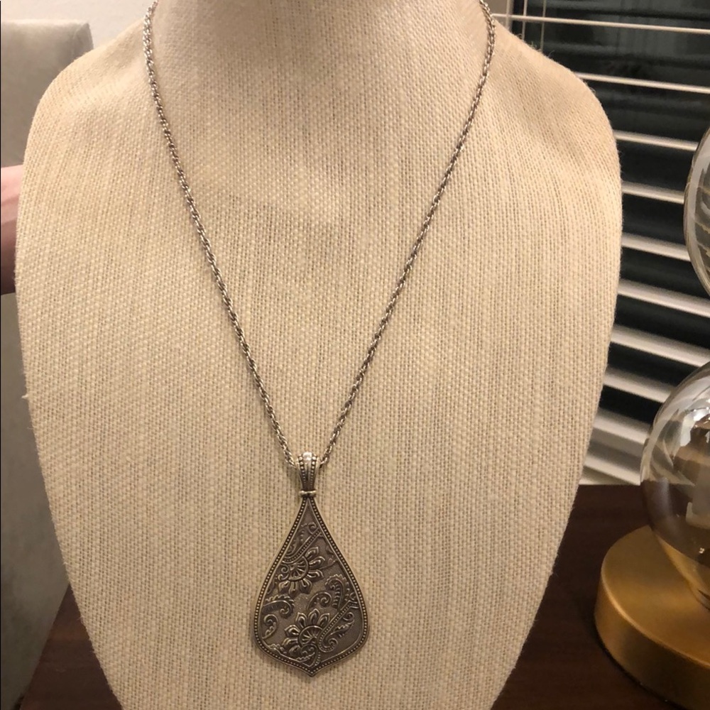 Brighton Floral Etched Silver Necklace